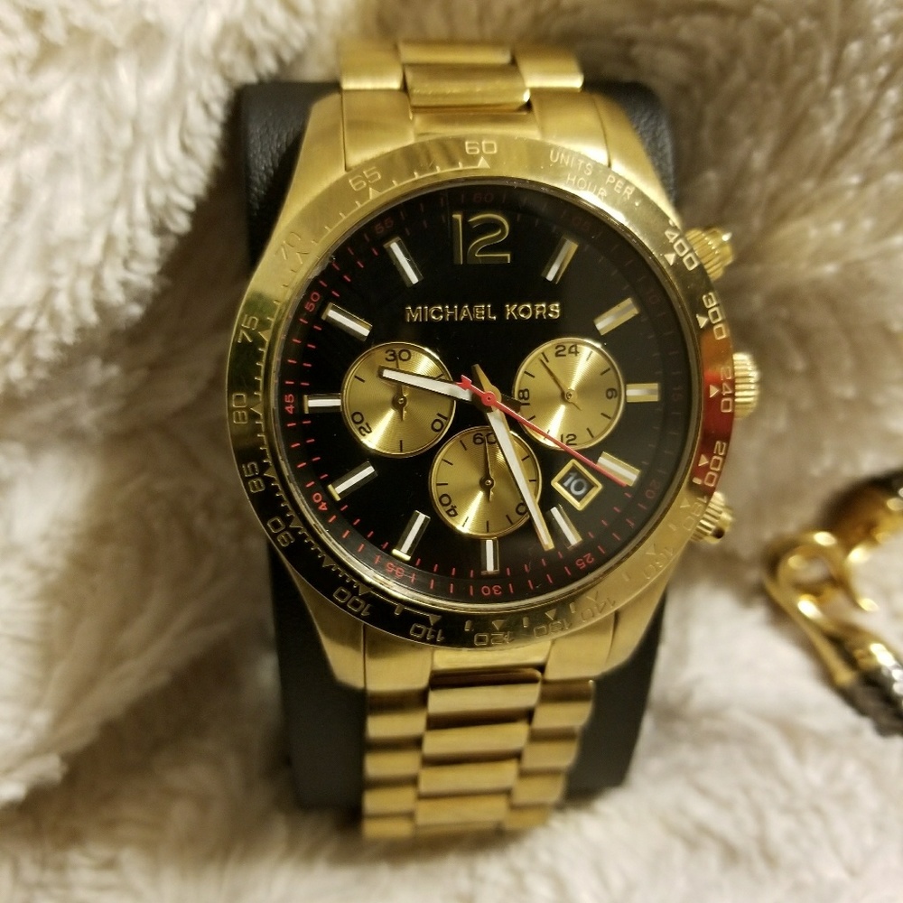 Michael Kors Layton Chronograph Black Dial Gold - Picture 1 of 5